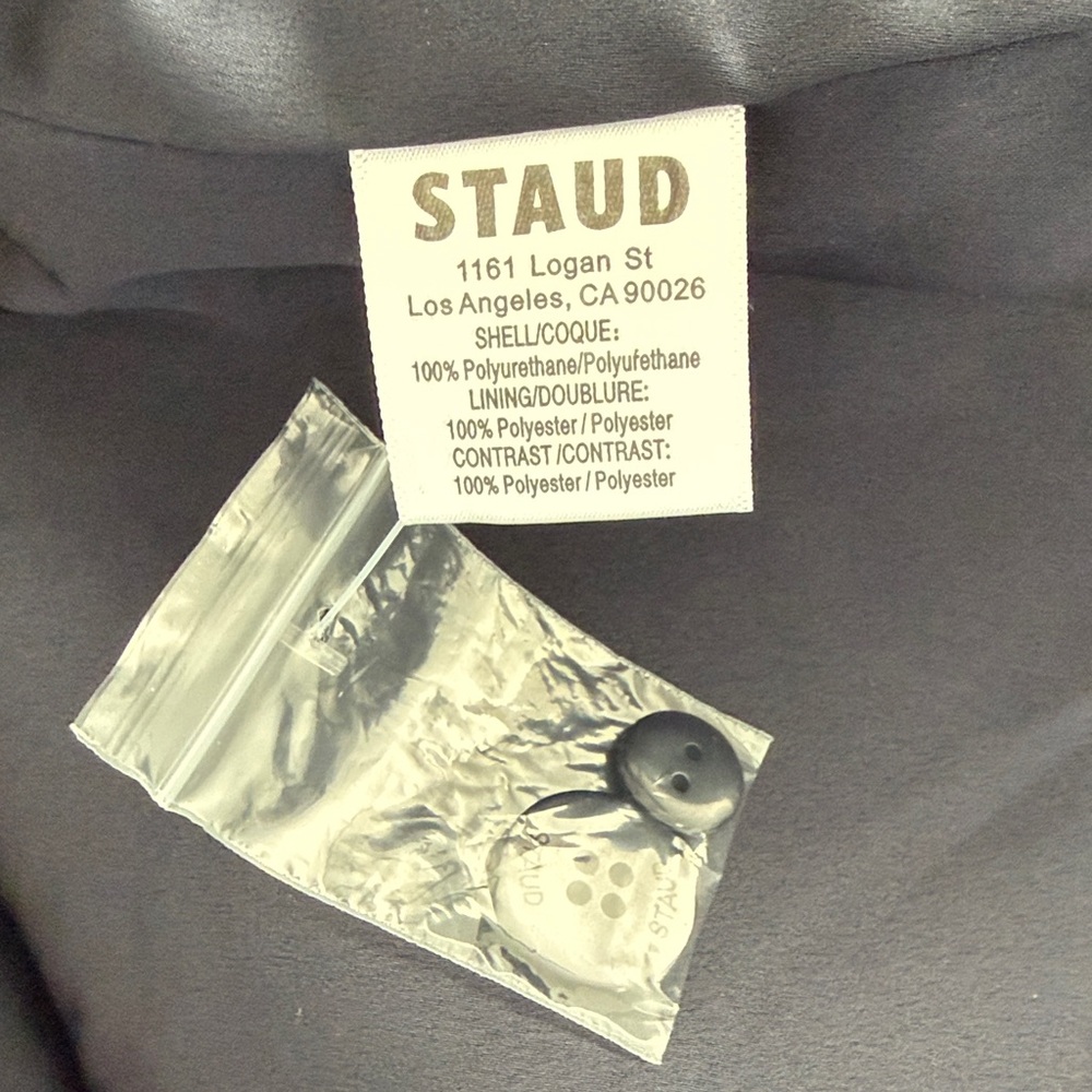Staud ‘Varnishes’ Patent Vegan Leather Navy Women’s Coat - Picture 9 of 9
